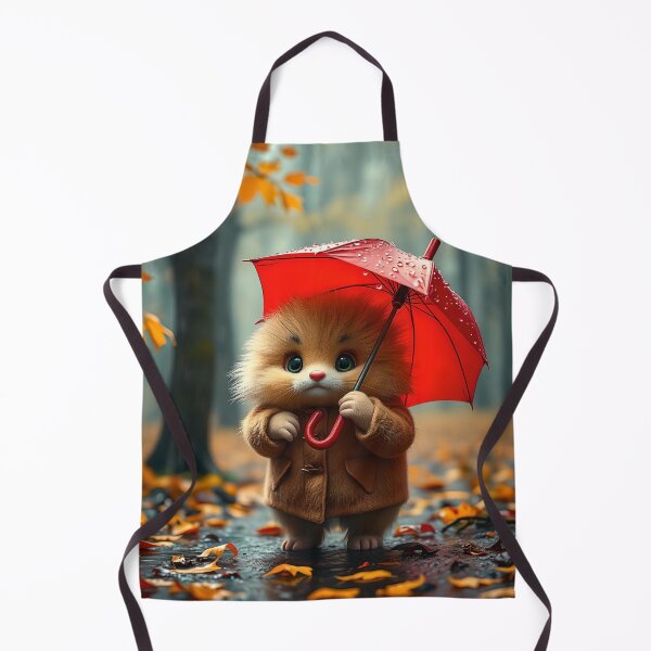 Item preview, Cute Mr. Fluffson in his coat and holding red umbrella designed and sold by Wolfi51.
