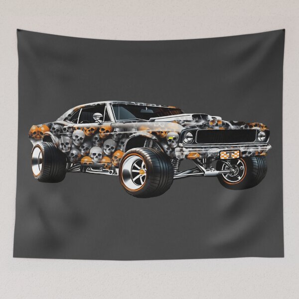 Item preview, ORANGE SKULL HOT ROD designed and sold by Pickle Wicked Designs.