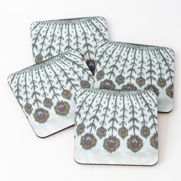 Item preview, Icelandic sweater pattern - Peacock Feathers (white) designed and sold by elisainiceland.