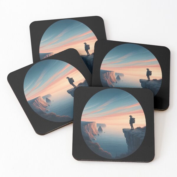 Item preview,  Adventurer Overlooking Serene Cliffs at Sunset designed and sold by IllumeInk.