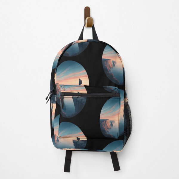 Item preview, Adventurer Overlooking Serene Cliffs at Sunset designed and sold by IllumeInk.
