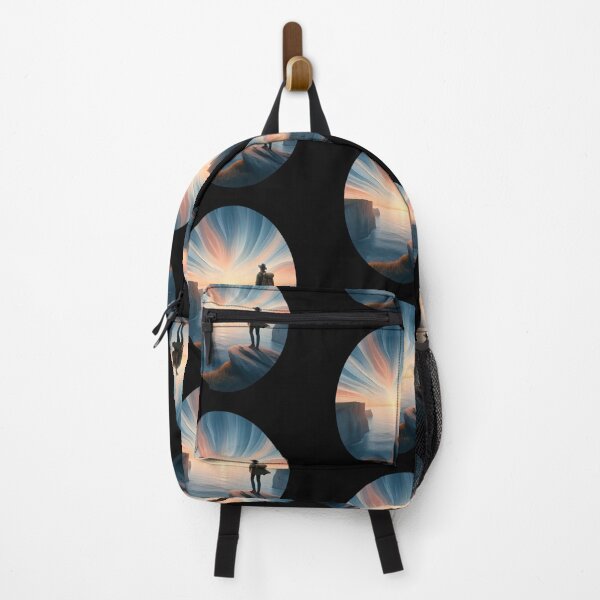 Item preview, Explorer Overlooking Sunset Cliffs Fantasy Landscape designed and sold by IllumeInk.