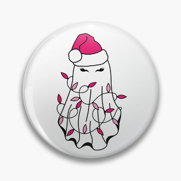 Item preview, Christmas Ghost with Hat and Lights Pink and White designed and sold by MrsCreative1.