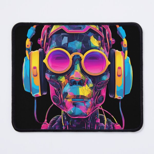 Item preview, Colorful  Hipster Robot Humanoid in Pink Glasses and Headphones designed and sold by KolorellaS.