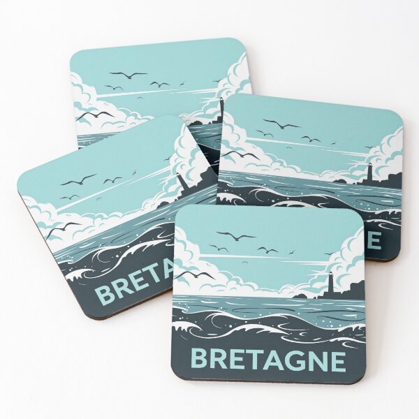 Item preview, Two-color poster Brittany Wave and Lighthouse designed and sold by RevesdeBretagne.