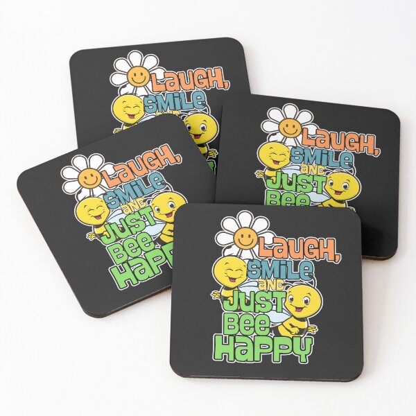 Artikelvorschau, Bee Happy Motivationsspruch entworfen und verkauft von RhondaLily.