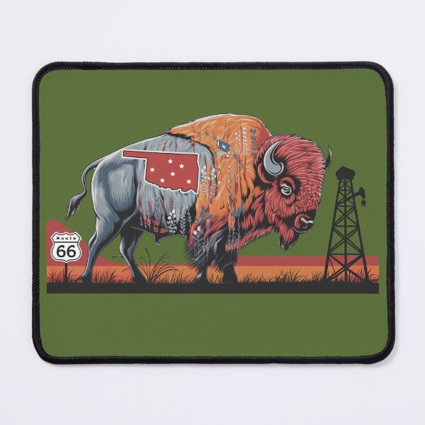 Item preview, Oklahoma Bison Art, Route 66 Americana, Vintage Bison Illustration, Western Wildlife, Oklahoma Pride designed and sold by ScissortailOKC.