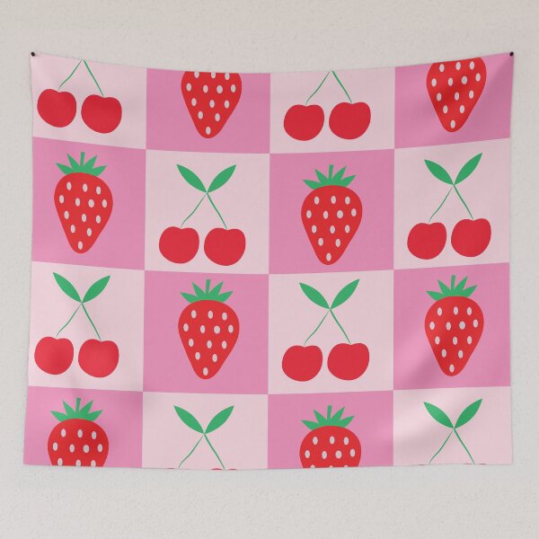 Item preview, Checkered Cherries with Strawberries Pattern  designed and sold by Yasminepatterns .