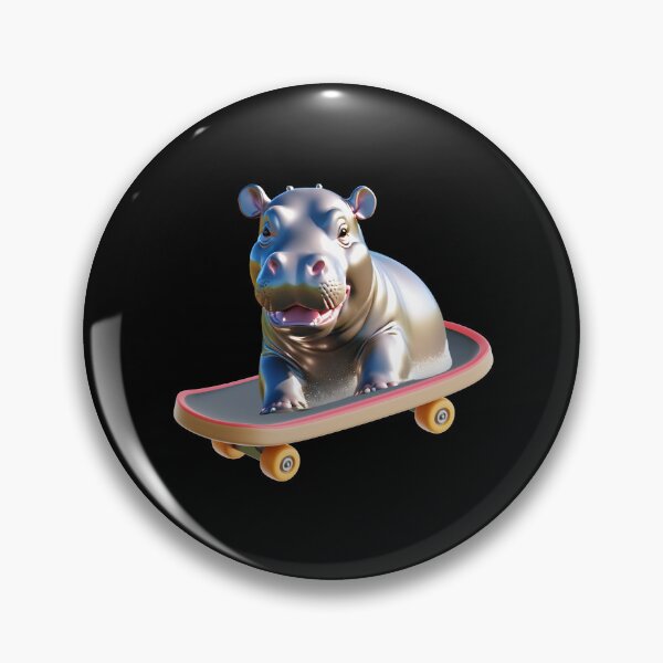Item preview, Moo Deng Skateboarding Baby Hippo designed and sold by CorgiB.