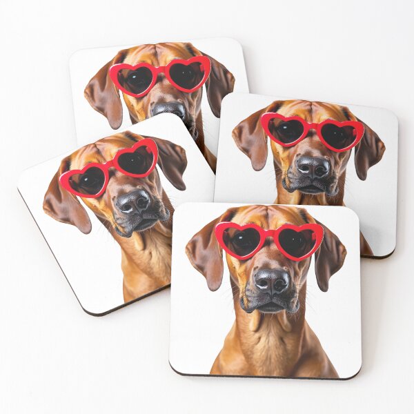 Item preview, Funny cool Rhodesian Ridgeback dog wearing a heart shape sunglasses designed and sold by LazyOwlStore.