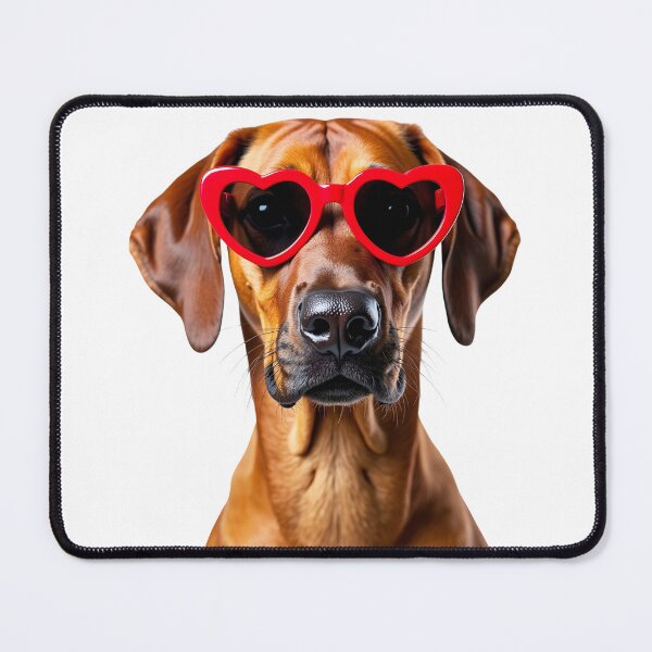 Item preview, Funny cool Rhodesian Ridgeback dog wearing a heart shape sunglasses designed and sold by LazyOwlStore.