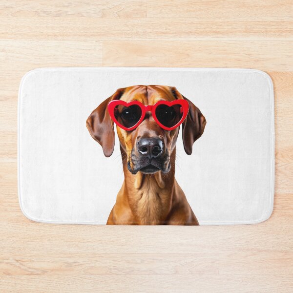 Item preview, Funny cool Rhodesian Ridgeback dog wearing a heart shape sunglasses designed and sold by LazyOwlStore.