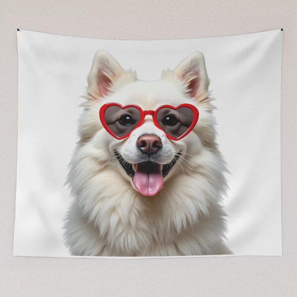 Item preview, Funny cool Samoyed dog wearing a heart shape sunglasses designed and sold by LazyOwlStore.