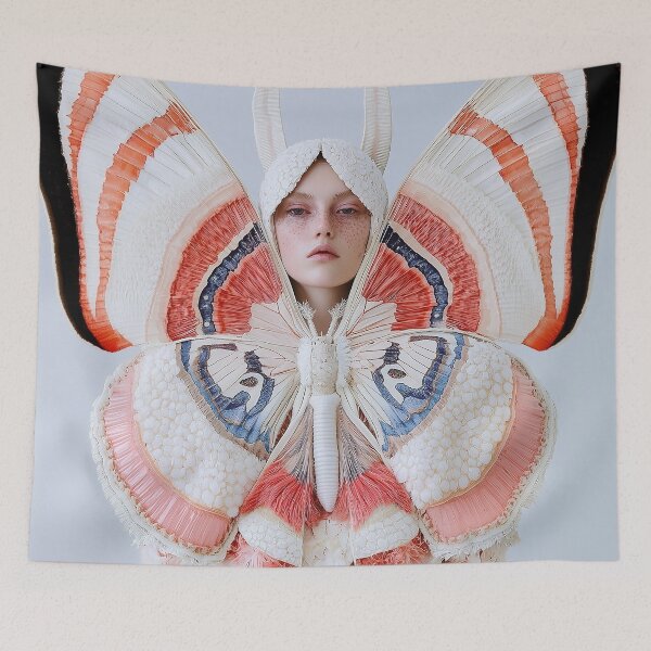 Item preview, "Couture Butterfly Fantasy: Iridescent Red-Pink-Blue Fashion" designed and sold by MacroArtHub.