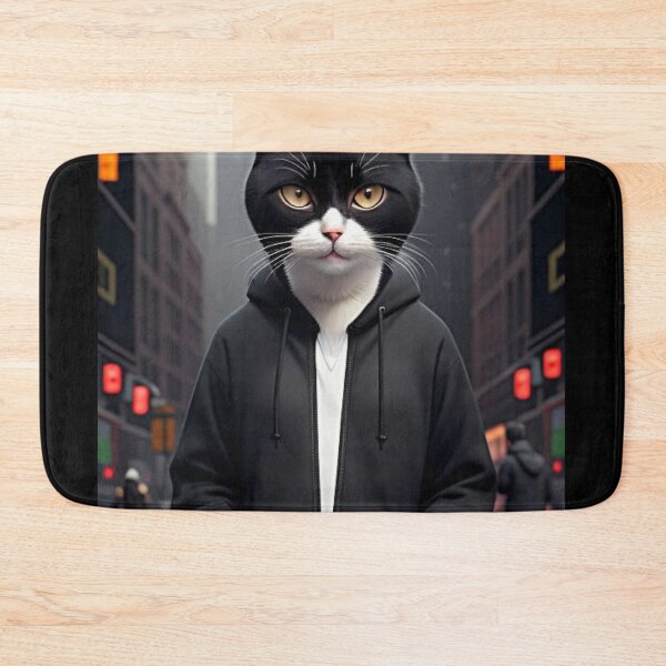 Item preview, Badass Black Cat in Black Hoodie designed and sold by Innercosmic.