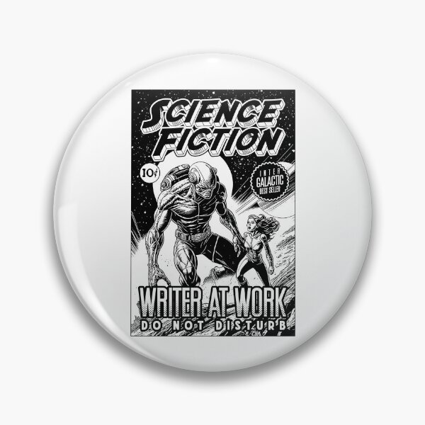 Item preview, Science Fiction Writer At Work Funny Vintage Book Cover designed and sold by GrandeDuc.
