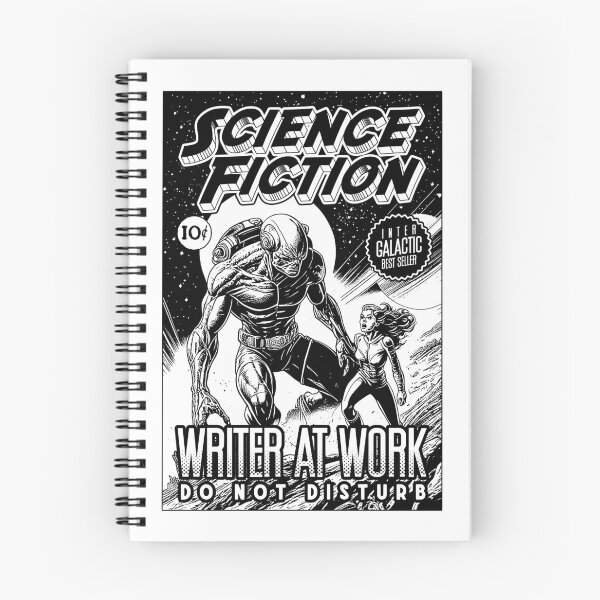 Item preview, Science Fiction Writer At Work Funny Vintage Book Cover designed and sold by GrandeDuc.