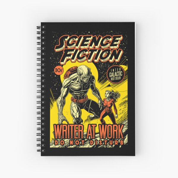 Item preview, Science Fiction Writer At Work Funny Vintage Book Cover designed and sold by GrandeDuc.