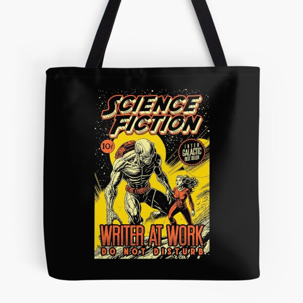Item preview, Science Fiction Writer At Work Funny Vintage Book Cover designed and sold by GrandeDuc.
