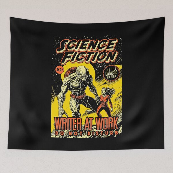 Item preview, Science Fiction Writer At Work Funny Vintage Book Cover designed and sold by GrandeDuc.