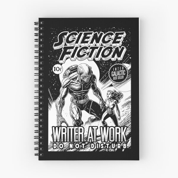 Item preview, Science Fiction Writer At Work Funny Vintage Book Cover designed and sold by GrandeDuc.