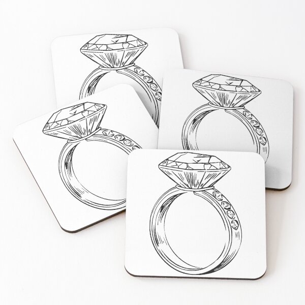 Item preview, Dibujo lineal de anillo de diamantes designed and sold by GeoSketchWear.