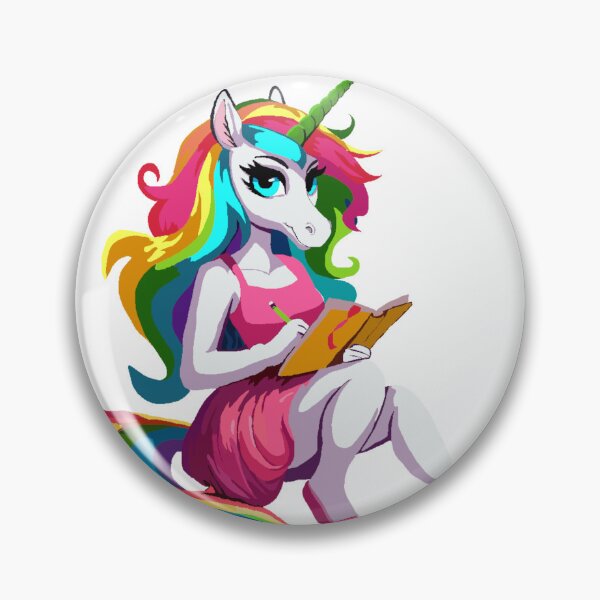 Item preview, Rainbow Unicorn Lady with Sketch Pad designed and sold by KlakkDrawsStuff.