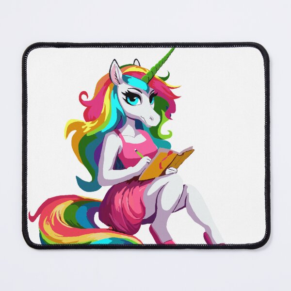 Item preview, Rainbow Unicorn Lady with Sketch Pad designed and sold by KlakkDrawsStuff.