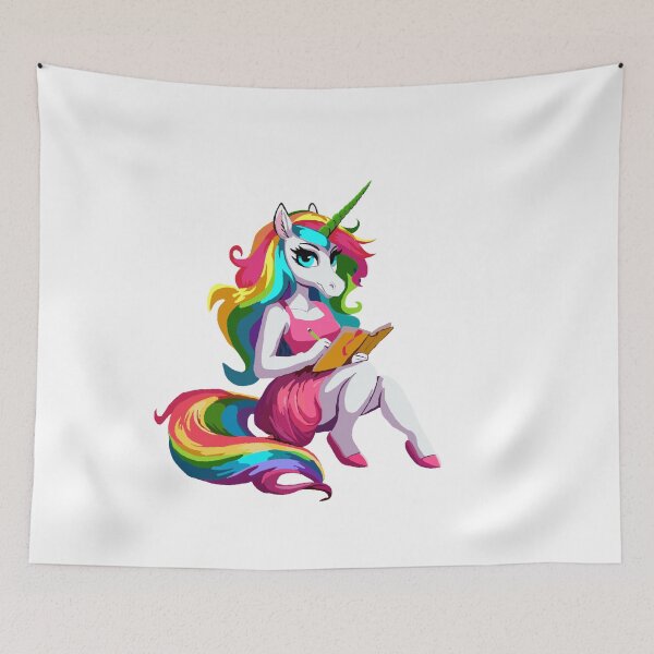Item preview, Rainbow Unicorn Lady with Sketch Pad designed and sold by KlakkDrawsStuff.