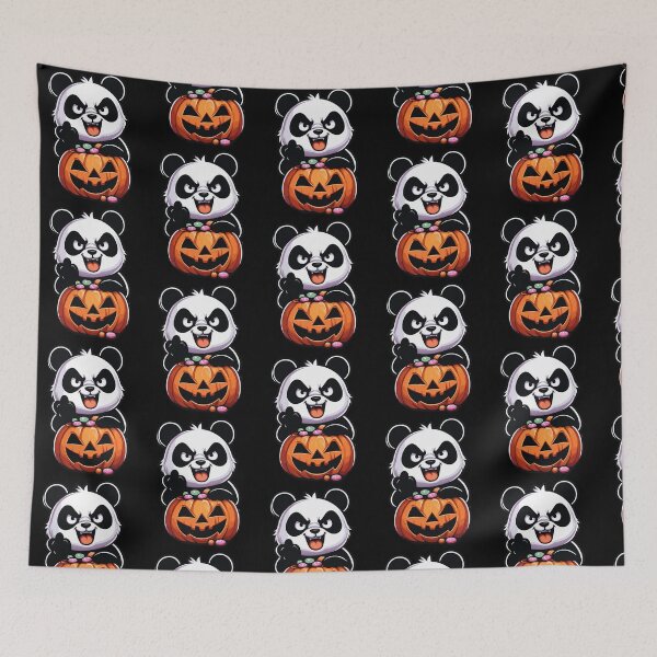 Item preview, Sarcastic Halloween Panda with Candy Pumpkin - Funny Halloween Design designed and sold by Tw1nsAIArt.