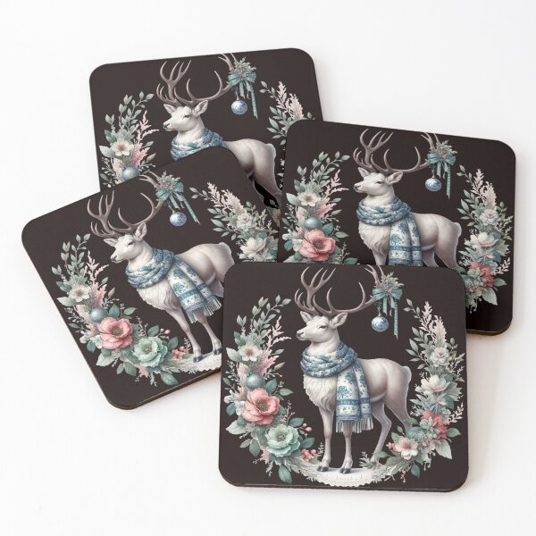 Item preview, Grandmillenial Preppy Chinoiserie Reindeer Granny Chic Floral Blue Toile  designed and sold by InkwaveDesigns.
