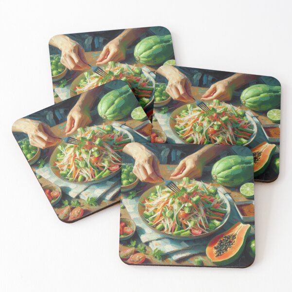 Item preview, Green Papaya Salad Impressionism Art Style designed and sold by artofuniverse.
