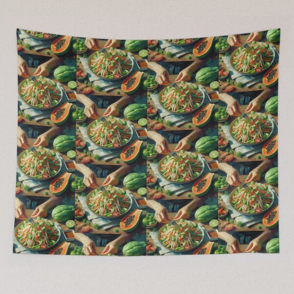 Item preview, Green Papaya Salad Impressionism Art Style designed and sold by artofuniverse.