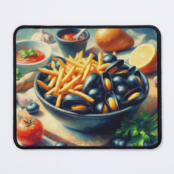 Item preview, Moules Frites Impressionism Art Style designed and sold by artofuniverse.