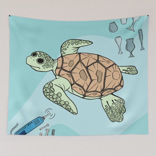 Item preview, Turtle Threatened by Ocean Pollution designed and sold by Jacqostermann.