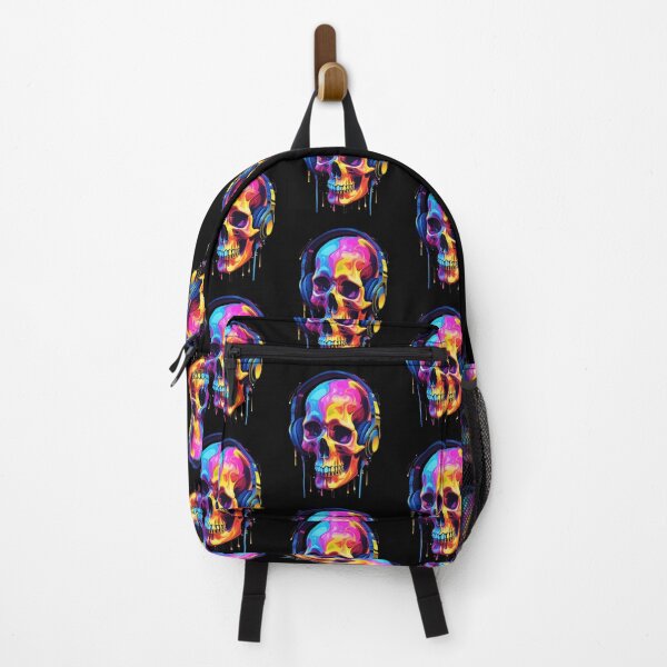 Item preview, Colorful Hipster Skull in Headphones designed and sold by KolorellaS.