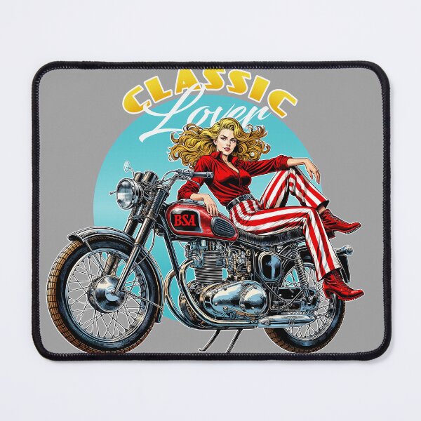 Item preview, Classic Motorcycle Pin-up Girl on a BSA Motorcycle designed and sold by vintageracer.