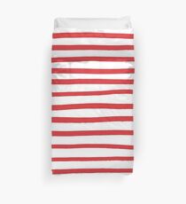 Red hand drawn stripes Duvet Cover