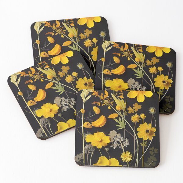 Item preview, Yellow dried flowers collage for late summer or autumn designed and sold by EmeraldeaArt.