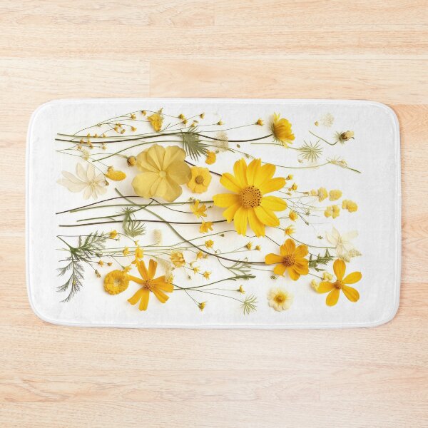 Item preview, Yellow dry flowers collage on white for late summer or autumn designed and sold by EmeraldeaArt.