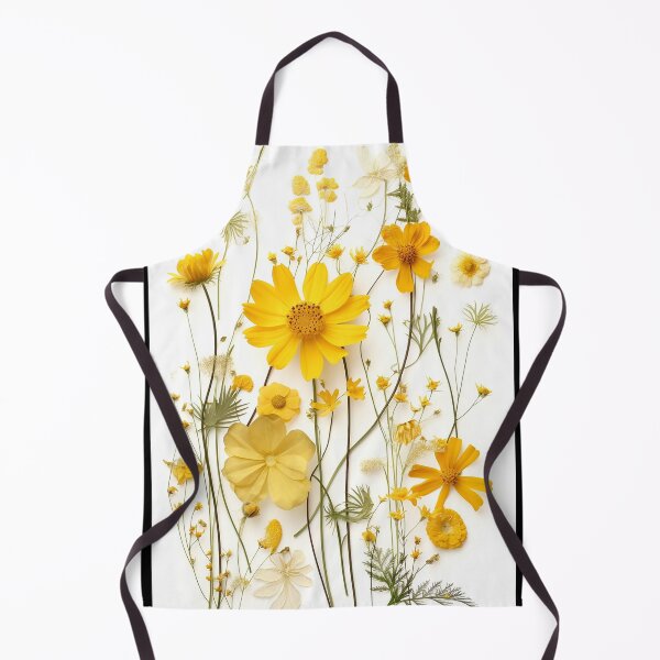 Item preview, Yellow dry flowers collage on white for late summer or autumn designed and sold by EmeraldeaArt.