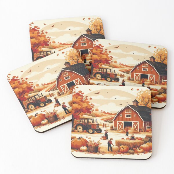 Item preview, adorned with vibrant pumpkins and hay bales designed and sold by Dominika Farkašová.