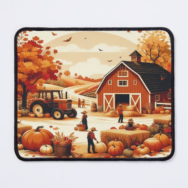 Item preview, adorned with vibrant pumpkins and hay bales designed and sold by Dominika Farkašová.