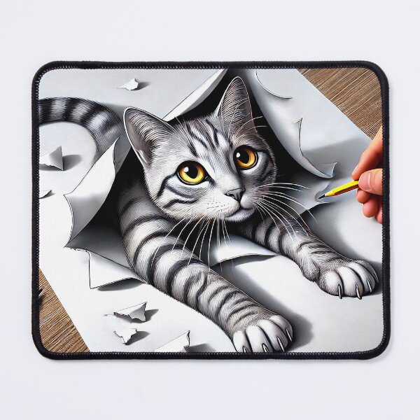 Item preview, 3D Hyperrealistic Cat Pencil Drawing Illusion Art designed and sold by ZetaDream.