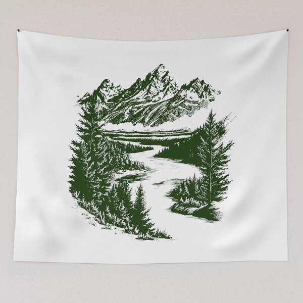 Item preview, Grand Teton National Park Linocut Art designed and sold by MyThirdFavorite.