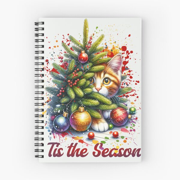 Item preview, Cat hiding behind Christmas Tree designed and sold by HolidayBug.