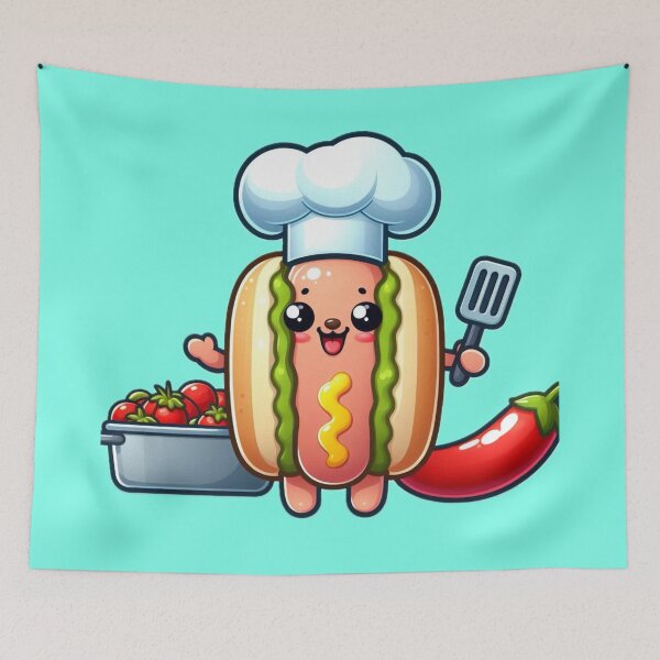 Item preview, Cute Cartoon Red Hot Dog Character designed and sold by nada-art.