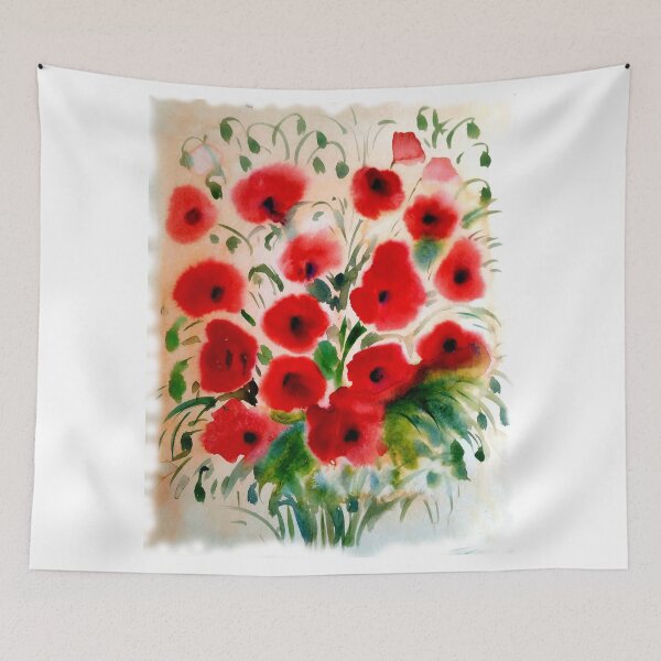 Artikelvorschau, rote Mohnblumen - Aquarellmalerei entworfen und verkauft von SamirArt.