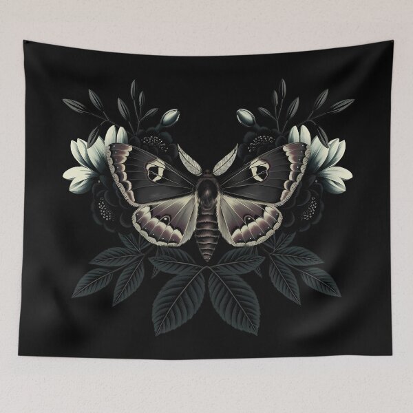 Item preview, Black moth - dark floral academia aesthetic withcy feminine girly girlie botanical nature witchcore night goth girls designed and sold by Fantasy Cache.