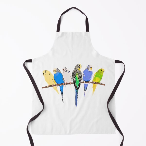 Item preview, cute colorful budgies parrot sitting in a row designed and sold by meh4u2.